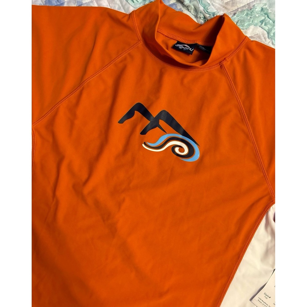 NEW Kanu Surf Men's Orange Short Sleeve Rash Guard Sun Protection, UPF 50+, L - Picture 2 of 5